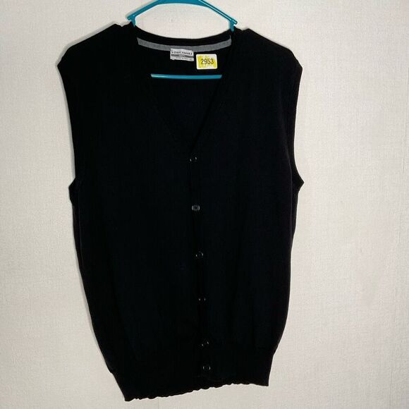 Visconti Sport Knit Wool Vest Men’s XL Black Button Sweater Dark Academia Italy - Picture 2 of 8